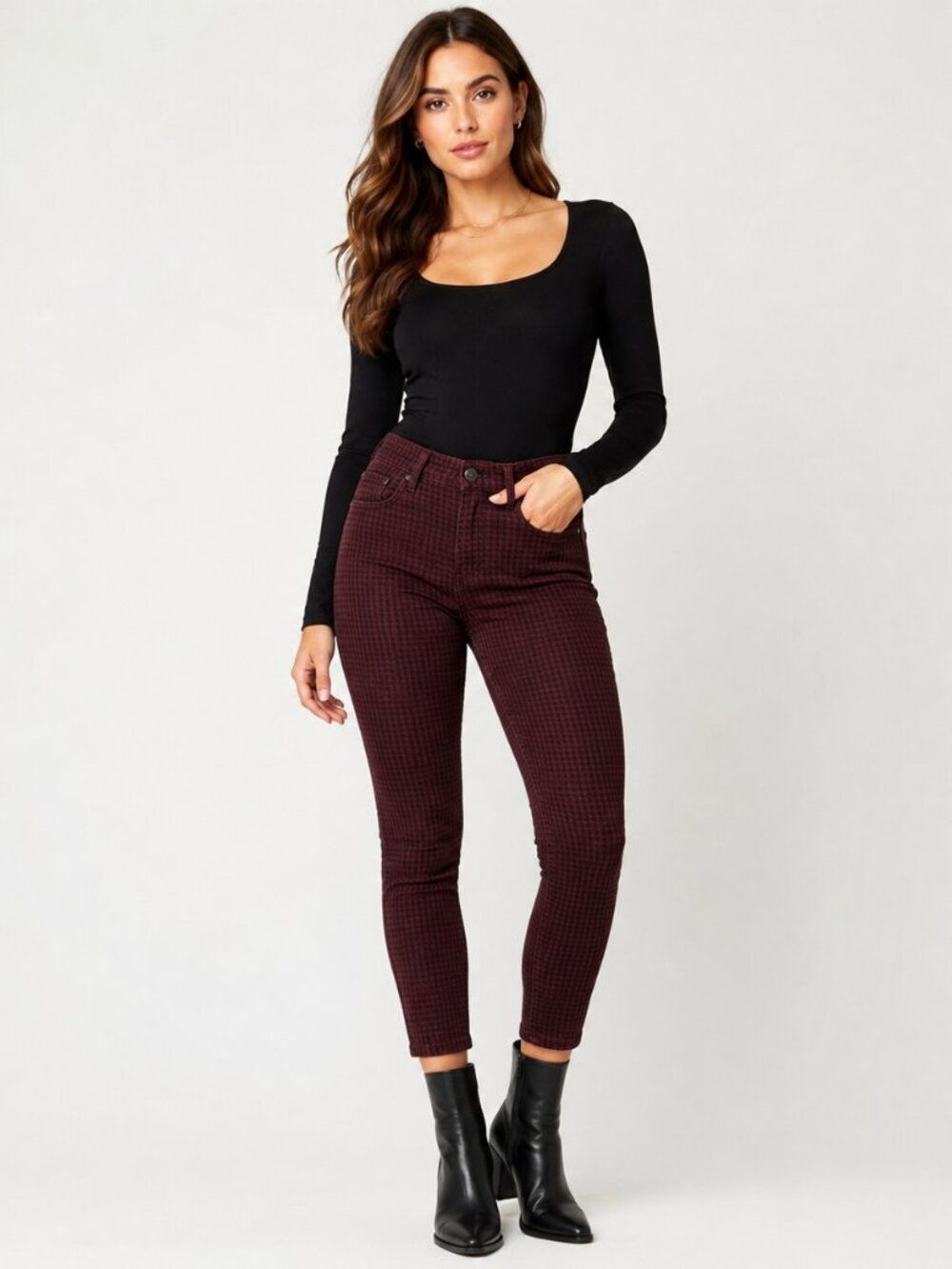Tractr BLU Mona High Rise Houndstooth Skinny Jeans NWT